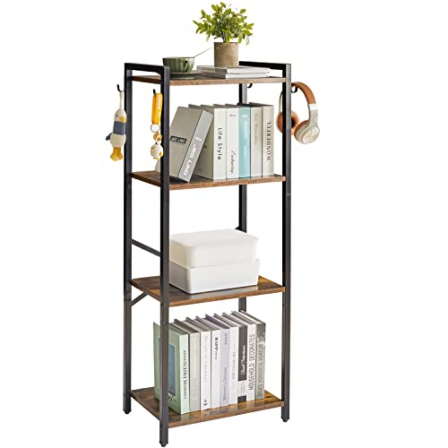 Home Office Bookshelves - Bookcase, 4-Tier Narrow Ladder Bookshelf, Freestanding