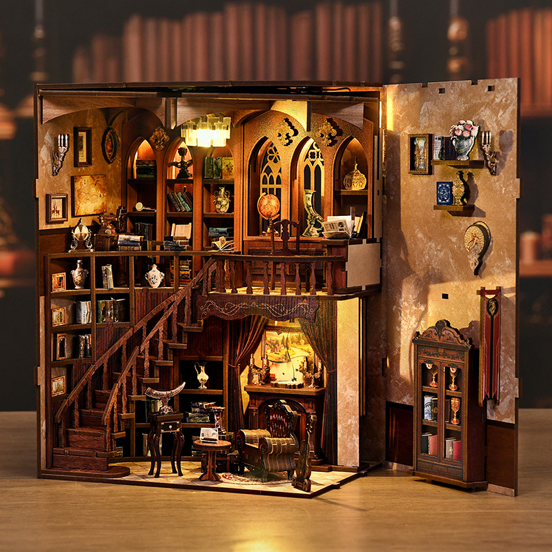 Home Office Library - DIY Book Nook Kit - 3D