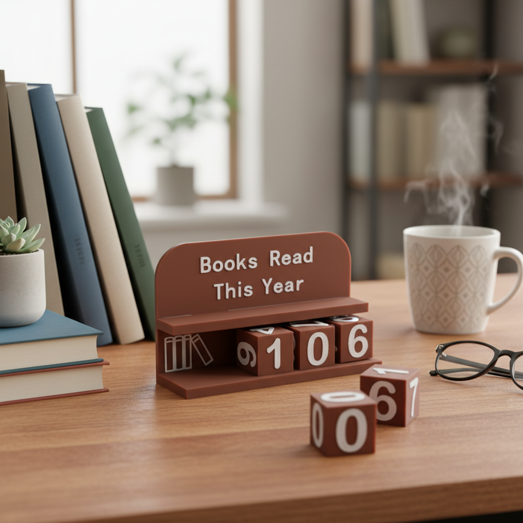 Home Office Bookshelves - Read This Year Book Counter Decor
