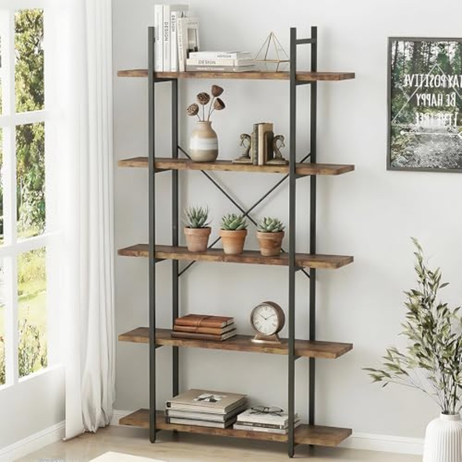 Home Office Bookshelves - 5 Tiers Bookshelf Organizer for Home
