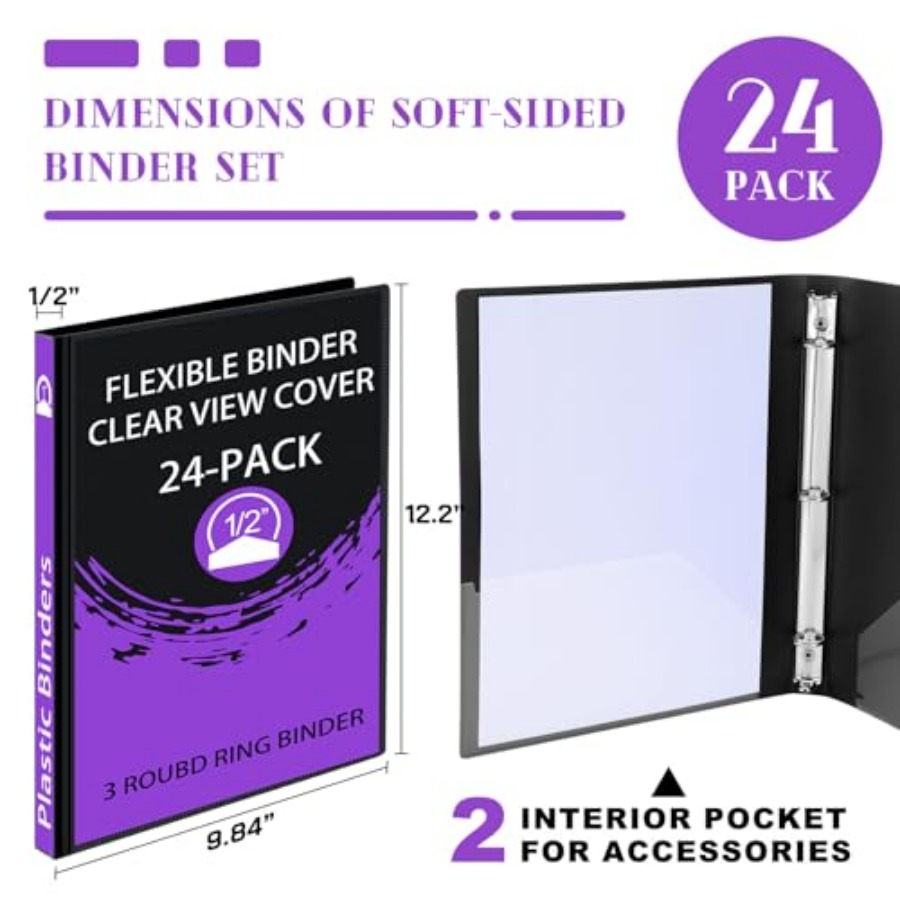 24 Pcs 3 Ring Plastic Binders  - Home Office With View avaliação e preço