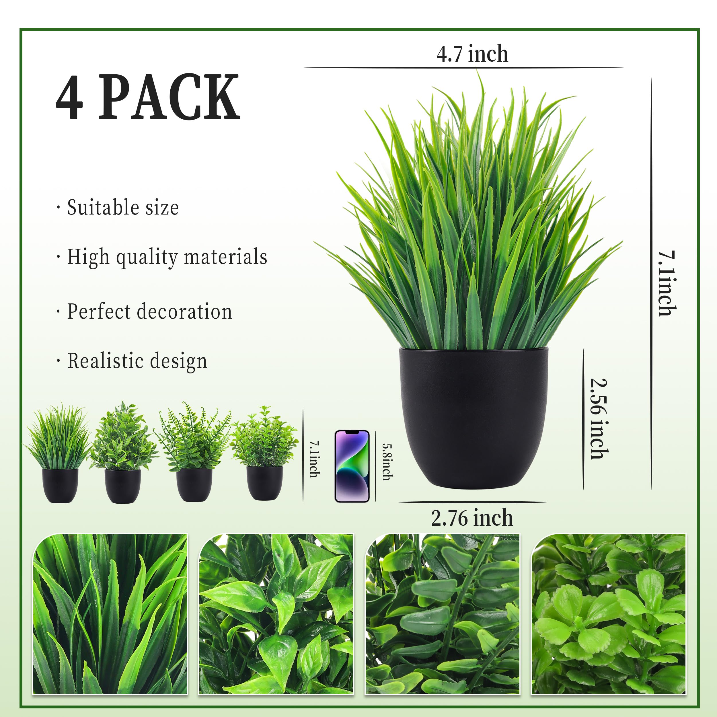 4 Packs Fake Plants Artificial - Home Office Desk Ideas avaliação e preço