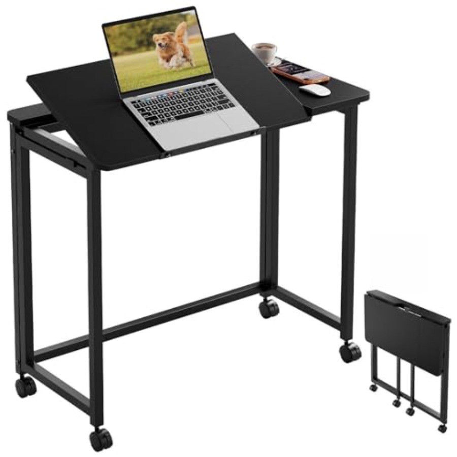 Folding Desk with Wheels 31.5  - Home Office Desks avaliação e preço