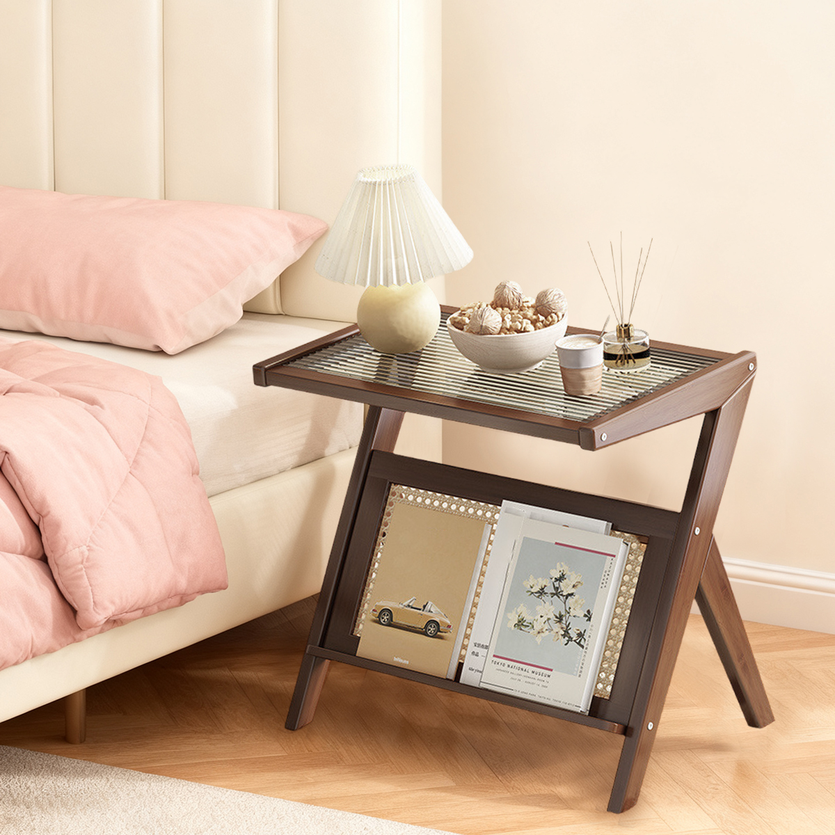 Mid-Century Boho Rattan Bamboo - Desktop Organizer Bamboo avaliação e preço