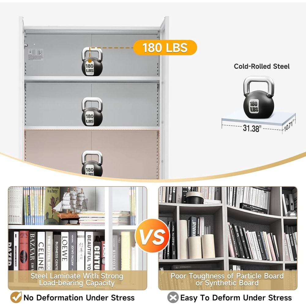 70.87 Tall Metal Bookshelf, 5- - Home Office Bookshelves avaliação e preço