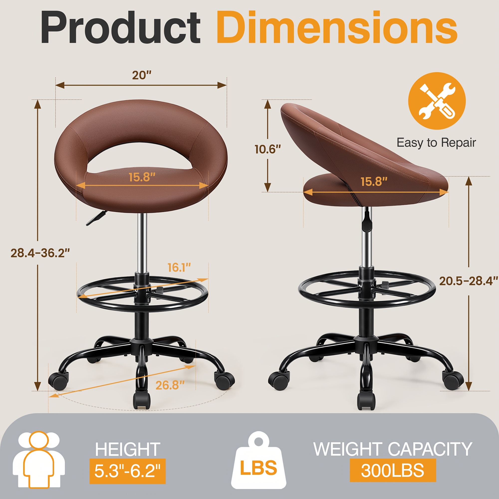 Ergonomic Drafting Chair - PU  - Home Office Desks avaliação e preço