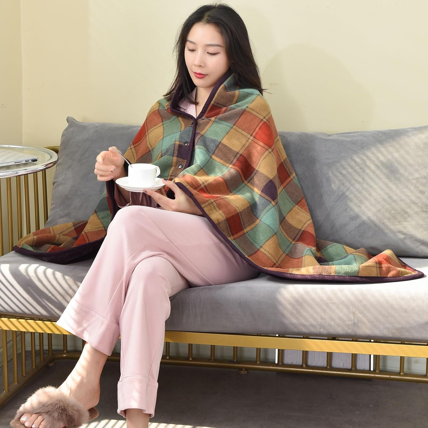Wearable Blanket Throw Plush F - Home Office With Sofa avaliação e preço