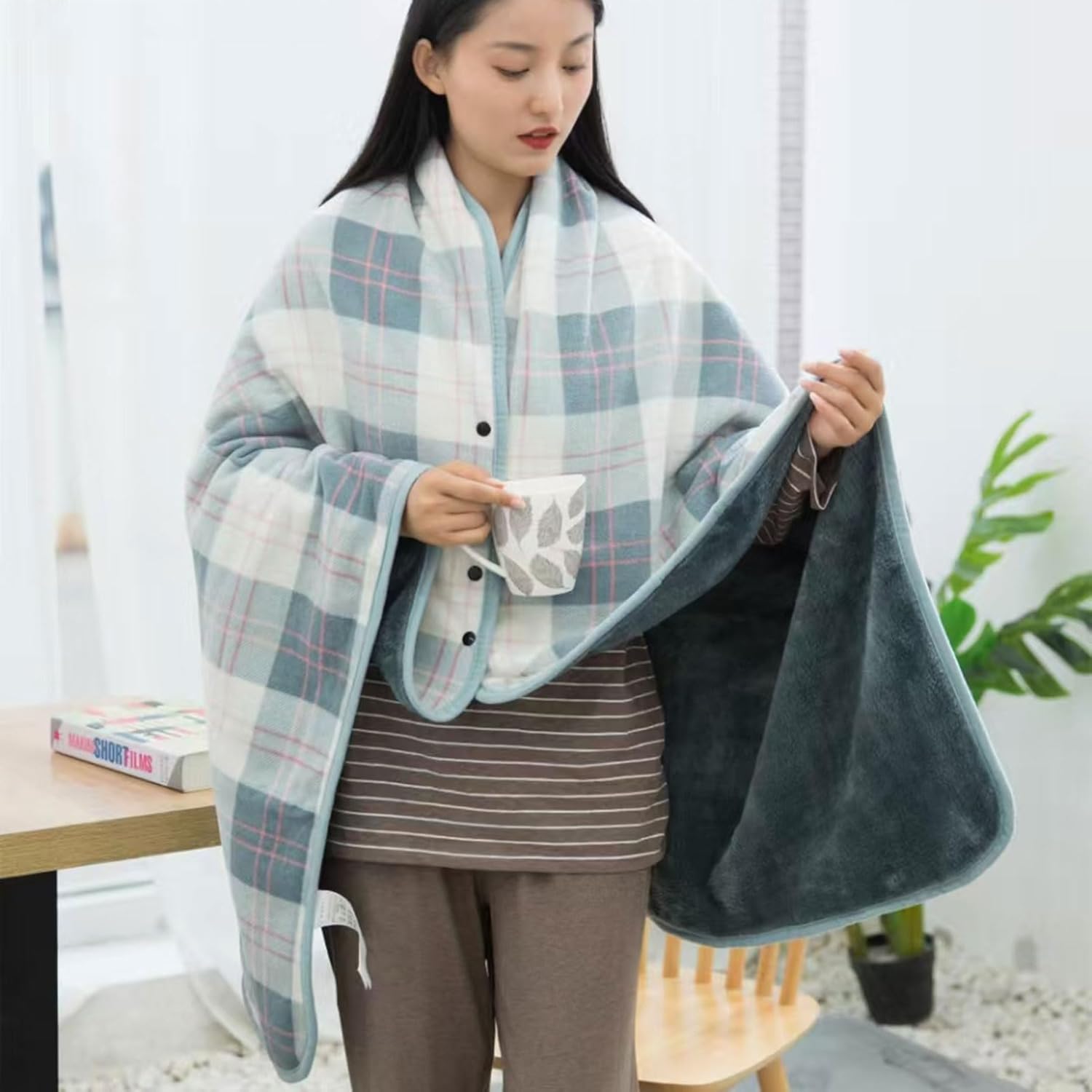 Wearable Blanket Throw Plush F - Home Office With Sofa avaliação e preço