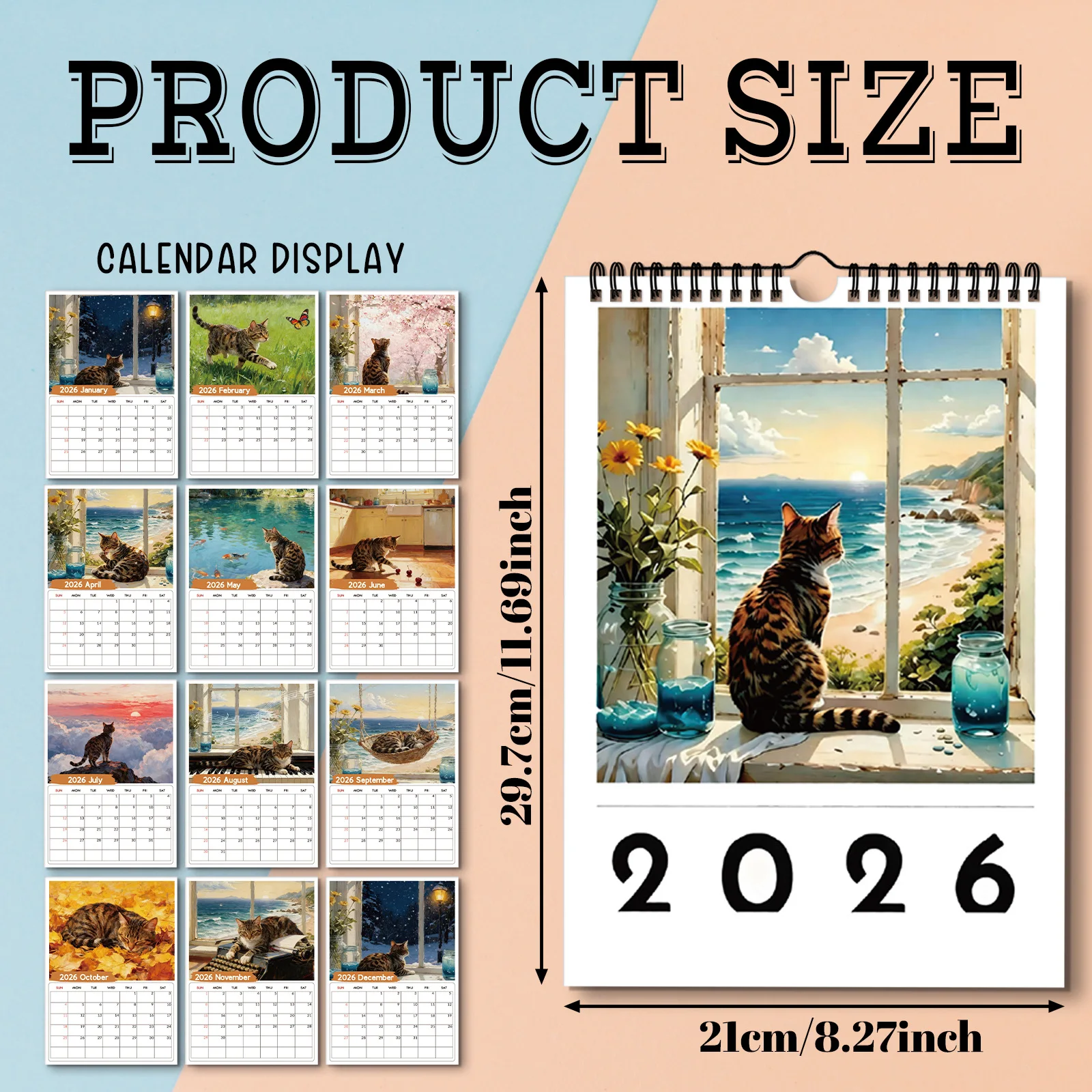 1PC 2026 Wall Calendar, Window - Home Office With View avaliação e preço