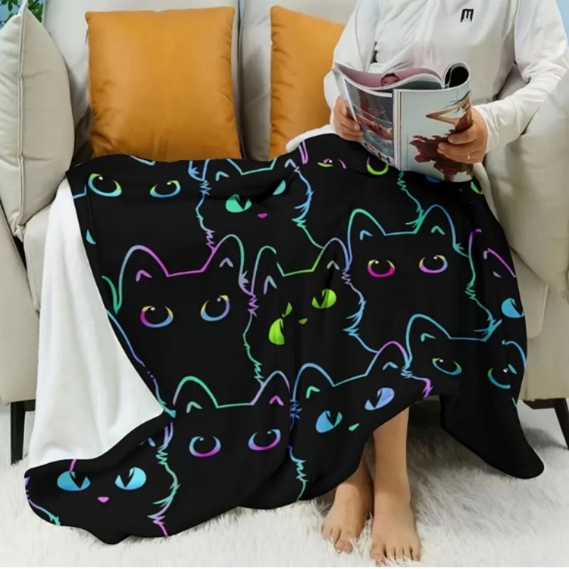 VIKAMA Cartoon Black Cat Flann - Home Office With Sofa avaliação e preço