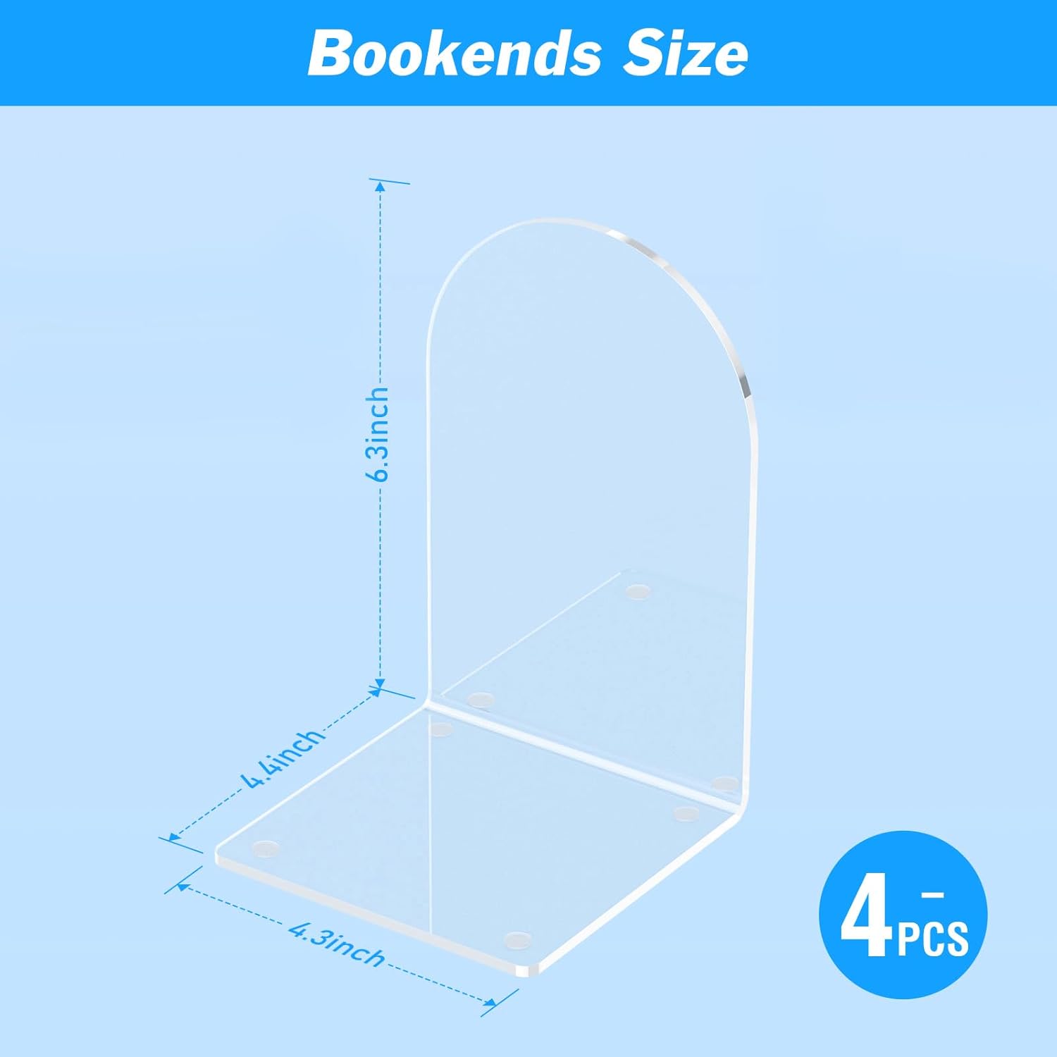 4 Pcs Acrylic Bookends for Hea - Home Office Library avaliação e preço
