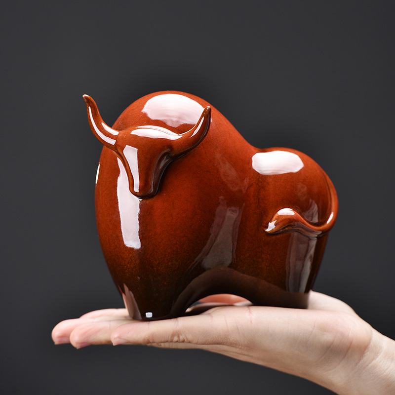 1pc Lucky Ceramic Bull Sculptu - Home Office Desk Ideas avaliação e preço