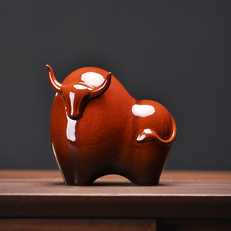1pc Lucky Ceramic Bull Sculptu - Home Office Desk Ideas avaliação e preço