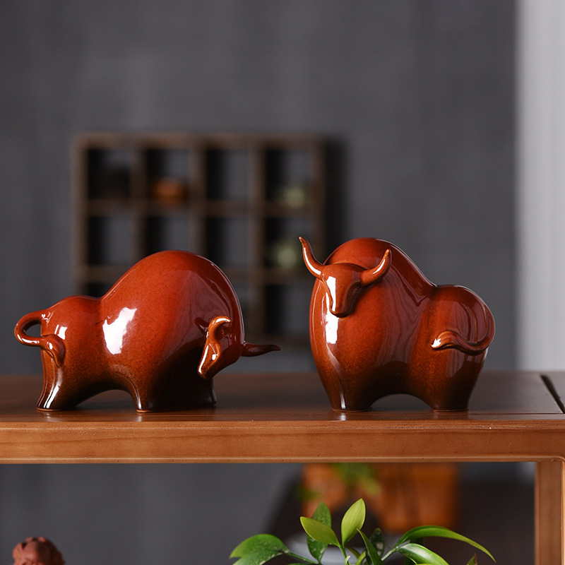 1pc Lucky Ceramic Bull Sculptu - Home Office Desk Ideas avaliação e preço