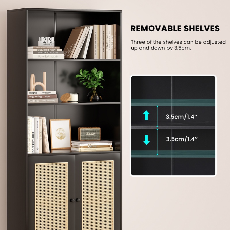 Black 5-Tier Wood Bookcase wit - Home Office Library avaliação e preço