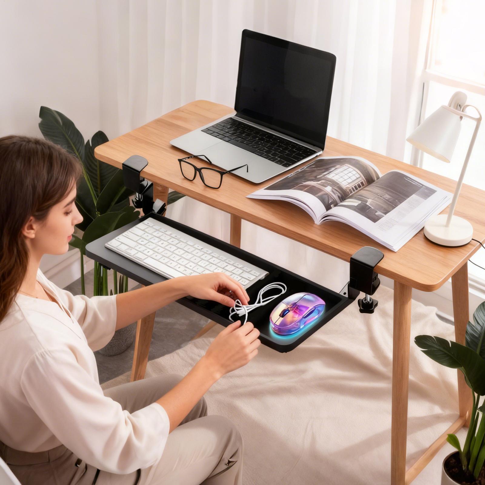 Under Desk Keyboard Rail Rotat - Home Office Desk Ideas avaliação e preço