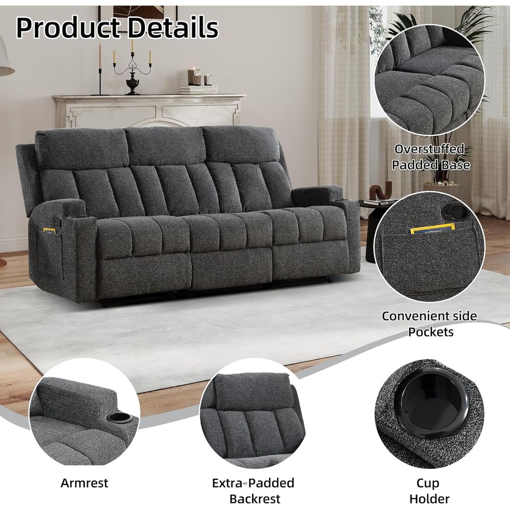 3-Seat Reclining Sofa with Sid - Home Office With Sofa avaliação e preço