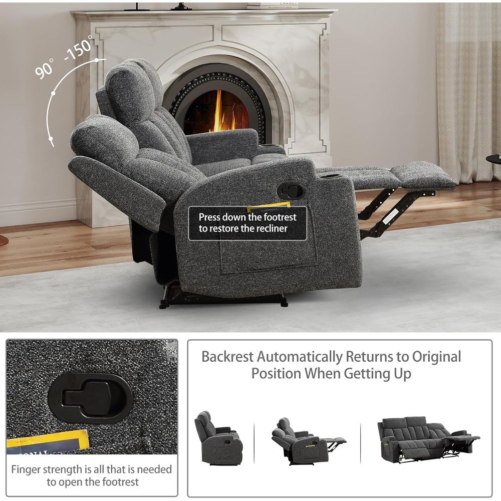 3-Seat Reclining Sofa with Sid - Home Office With Sofa avaliação e preço