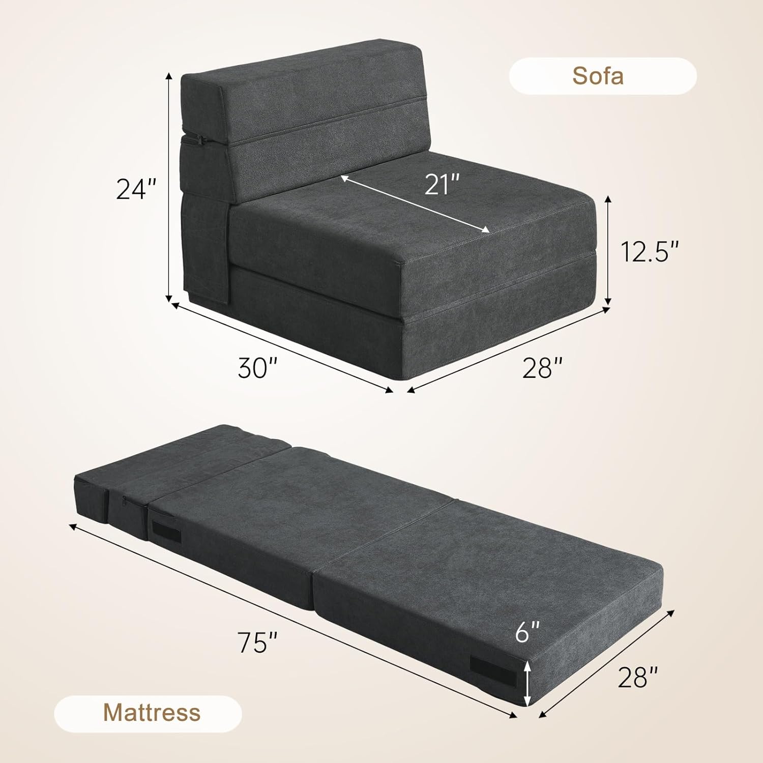 Folding Sofa Bed Single Size w - Home Office With Sofa avaliação e preço