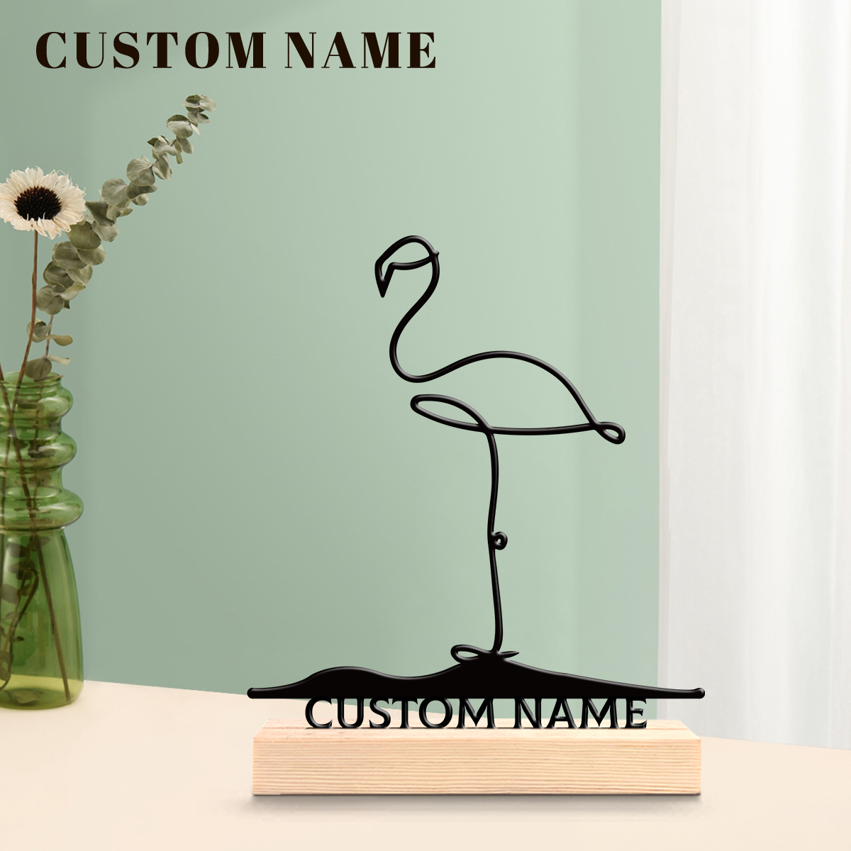 1Pc Csutom Name Cute Flamingo  - Home Office Art avaliação e preço