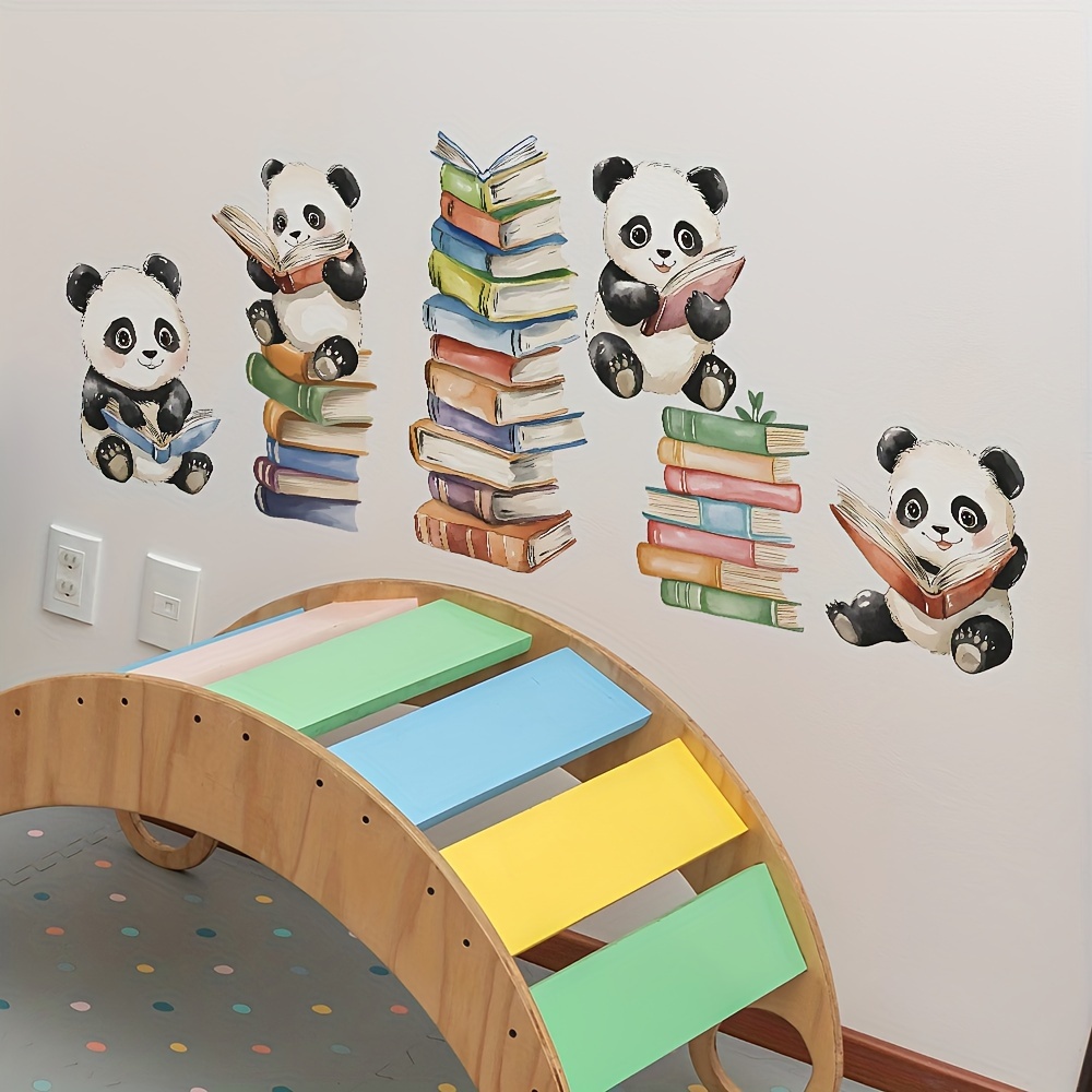 Cartoon Panda Read Book Wall S - Home Office Library avaliação e preço