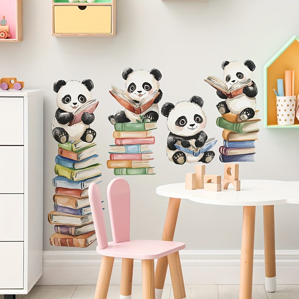 Cartoon Panda Read Book Wall S - Home Office Library avaliação e preço
