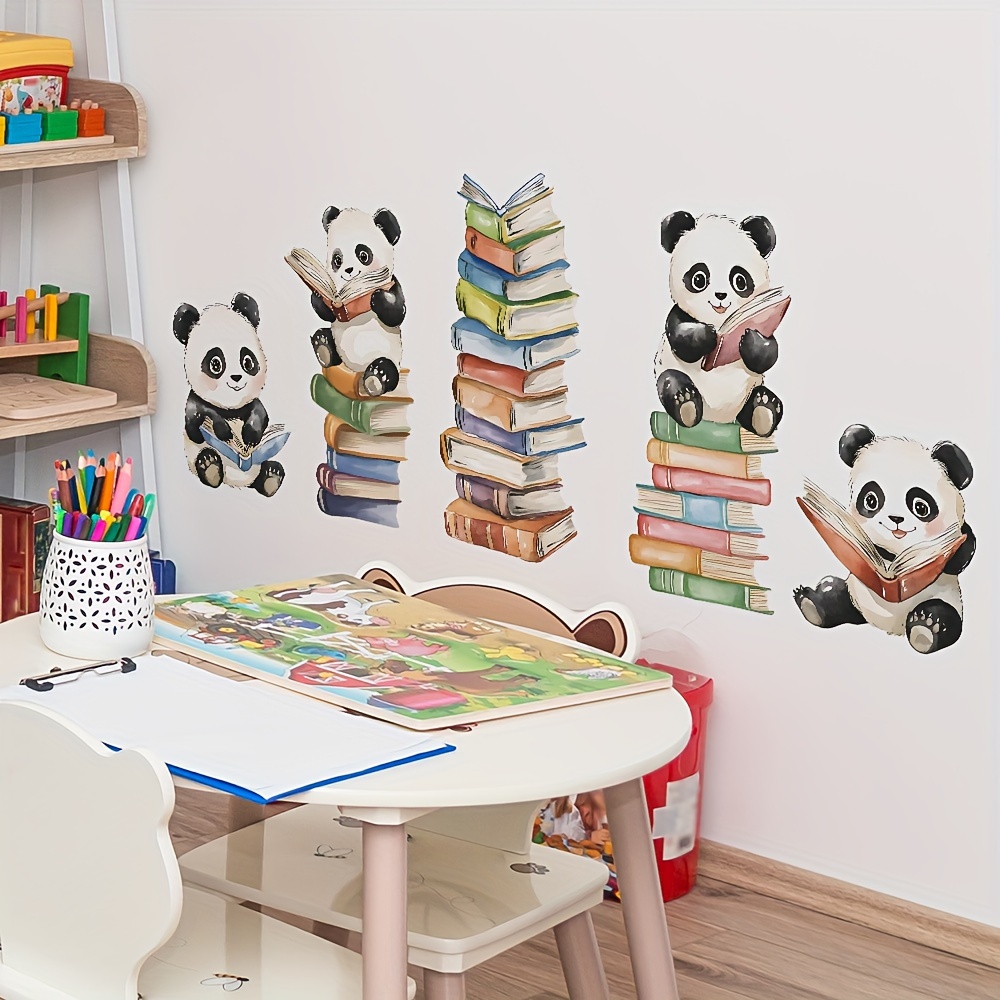 Cartoon Panda Read Book Wall S - Home Office Library avaliação e preço