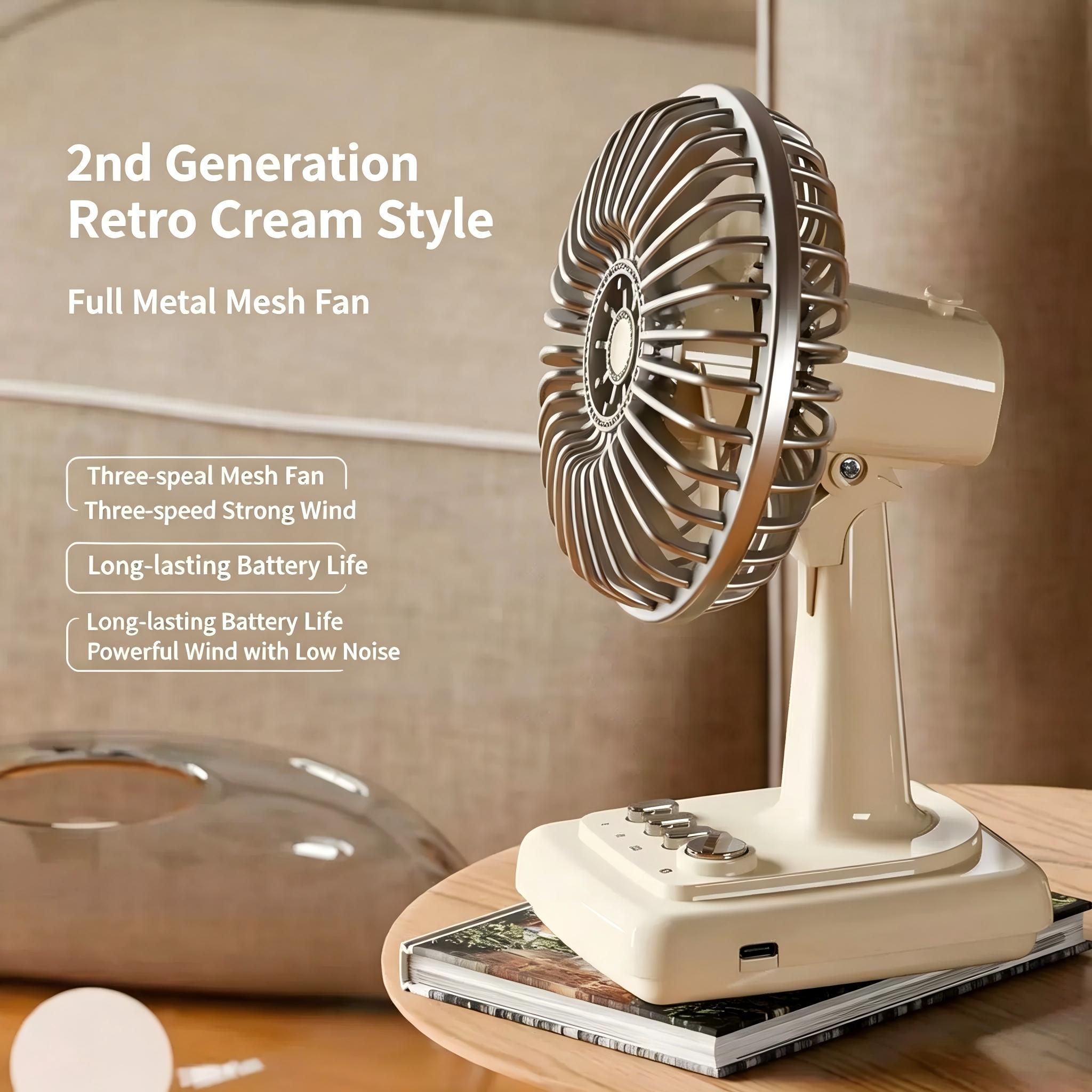 Retro Alloy Desktop Fan 3 Spee - Home Office Student avaliação e preço