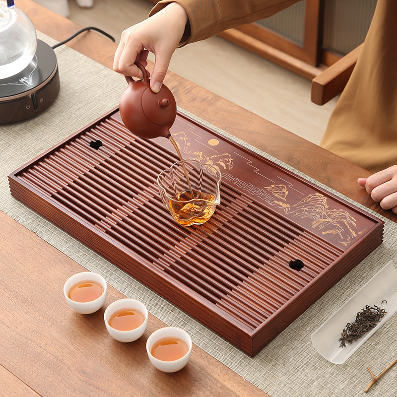 Bamboo Tea Tray Simple Househo - Desktop Organizer Bamboo avaliação e preço