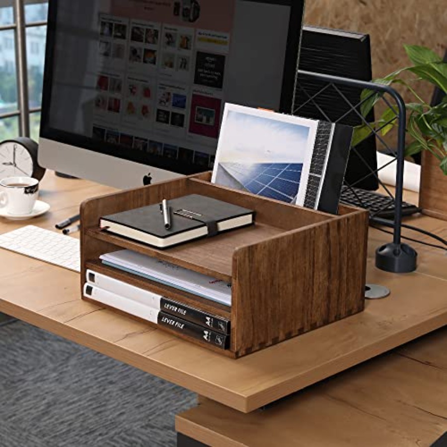 Desk Organizer for File Folder - Desktop Organizer Bamboo avaliação e preço