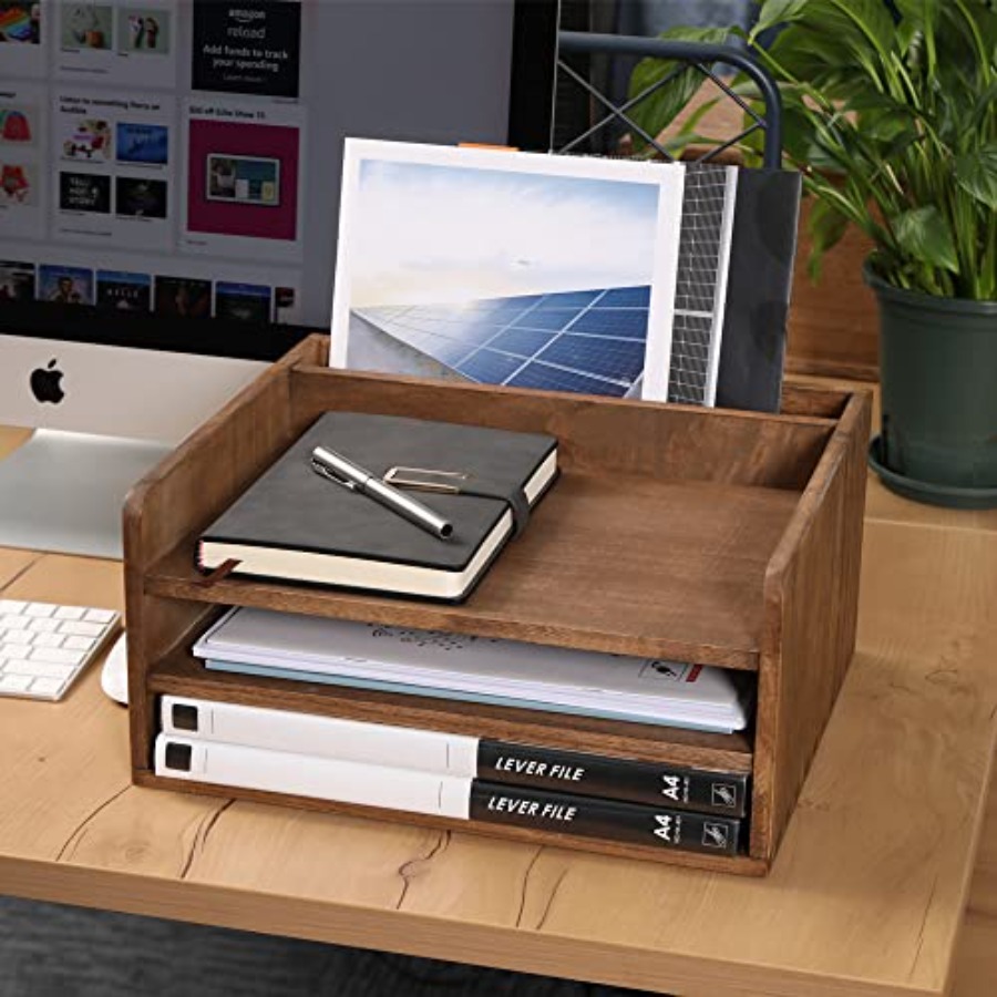 Desk Organizer for File Folder - Desktop Organizer Bamboo avaliação e preço
