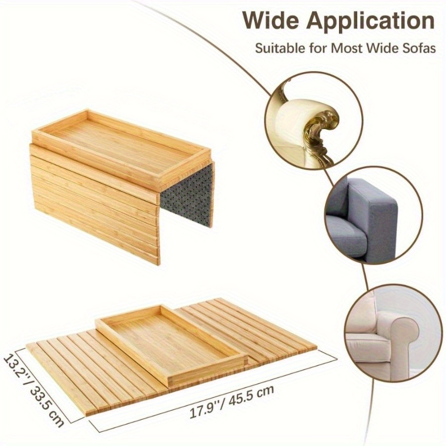Sofa Arm Tray Table with Cup H - Desktop Organizer Bamboo avaliação e preço
