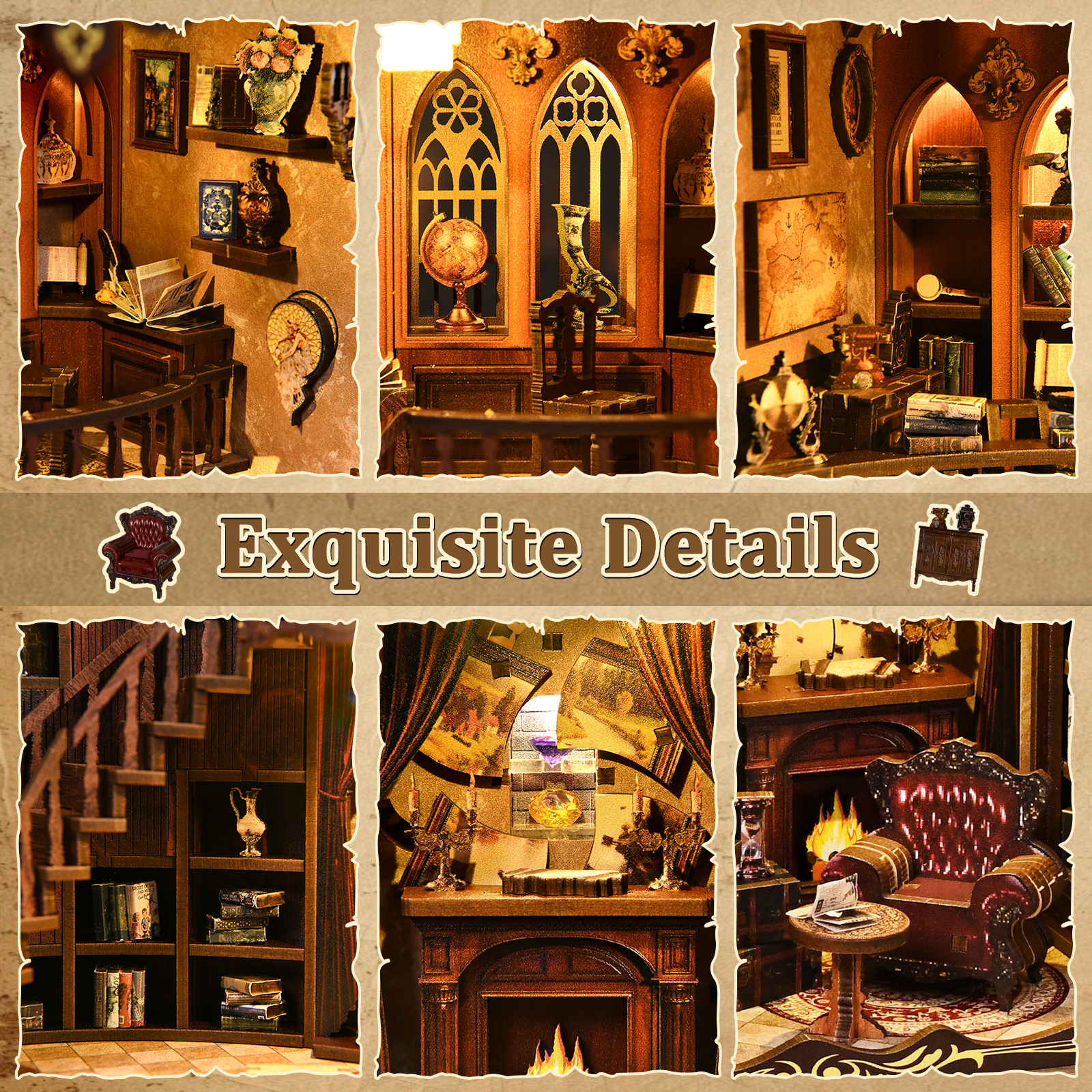 DIY Book Nook Kit - 3D Wooden  - Home Office Library avaliação e preço