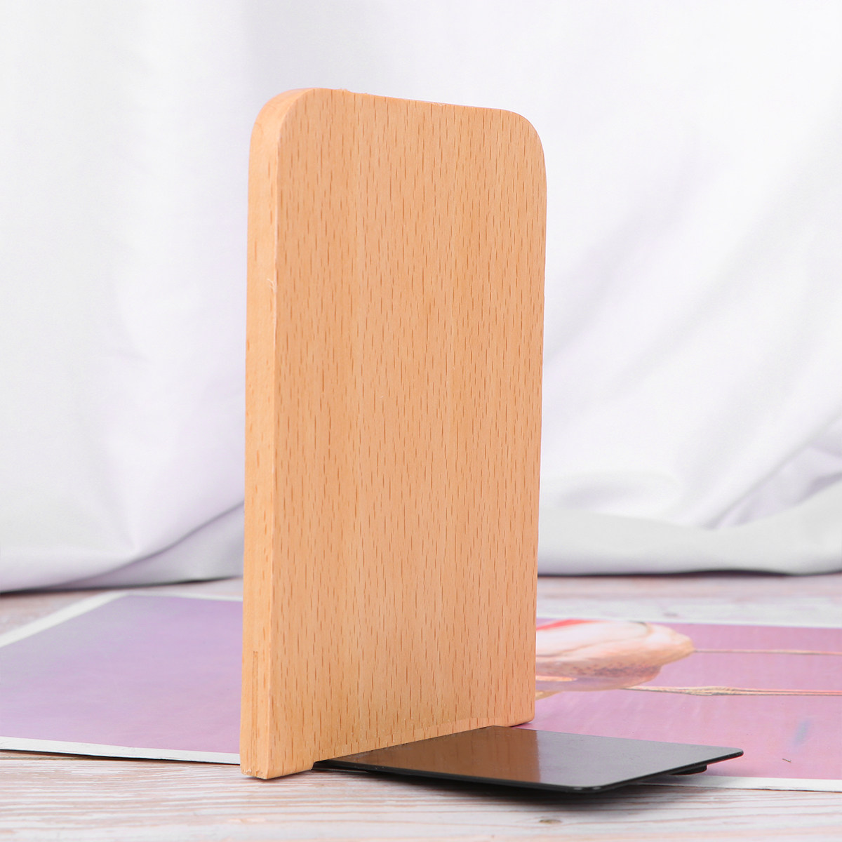2Pcs Wooden Bookends Modern Si - Home Office Library avaliação e preço