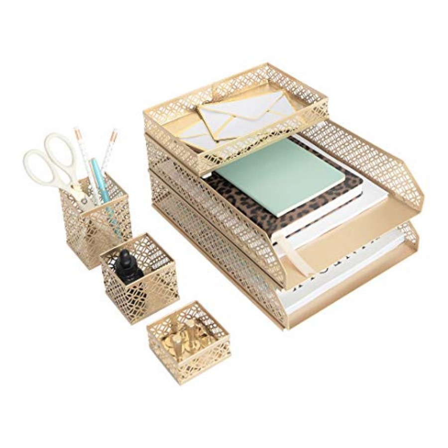 Desk Organizer Set for Women 6 - Desktop Organizer Bamboo avaliação e preço
