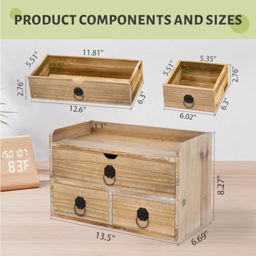 Wood Desk Organizer, Mini Desk - Desktop Organizer Bamboo avaliação e preço