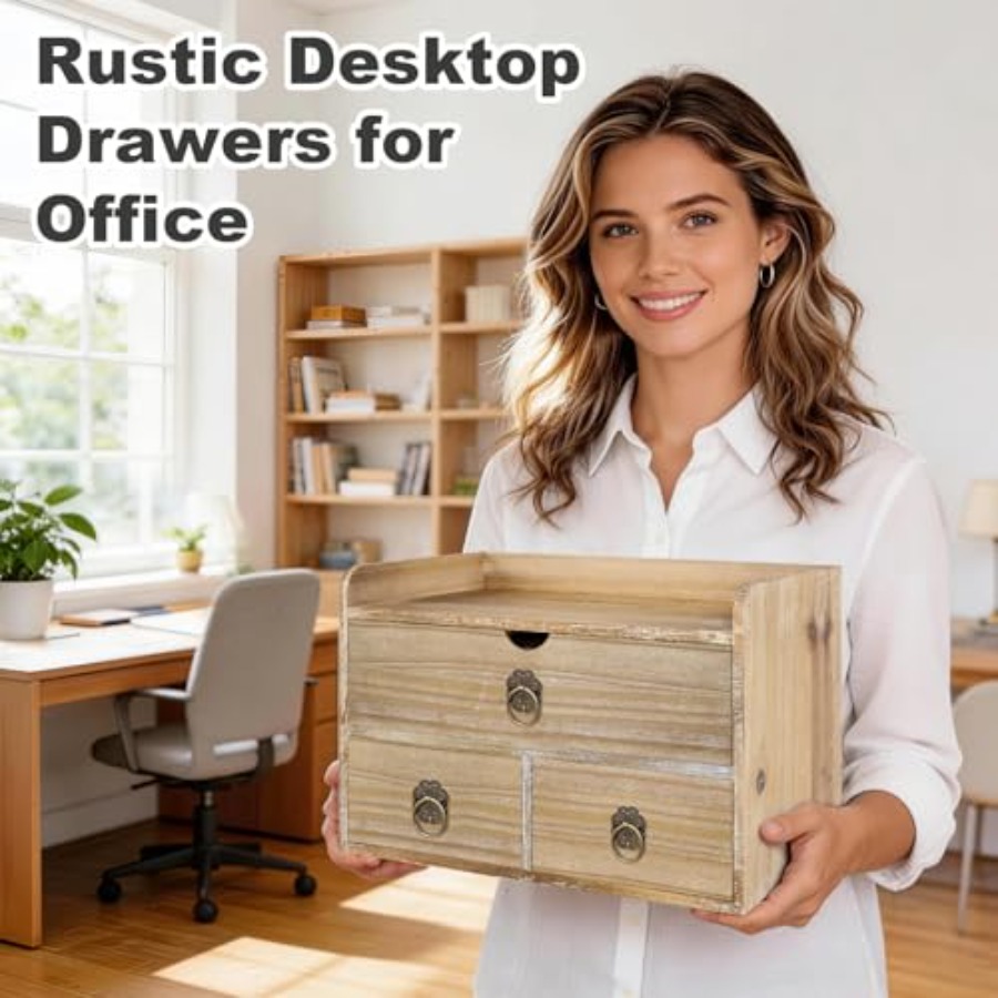 Wood Desk Organizer, Mini Desk - Desktop Organizer Bamboo avaliação e preço