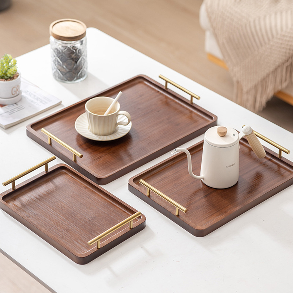 Wooden Serving Tray with Handl - Desktop Organizer Bamboo avaliação e preço
