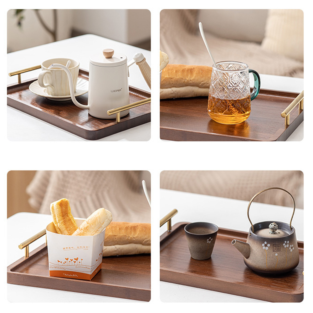Wooden Serving Tray with Handl - Desktop Organizer Bamboo avaliação e preço