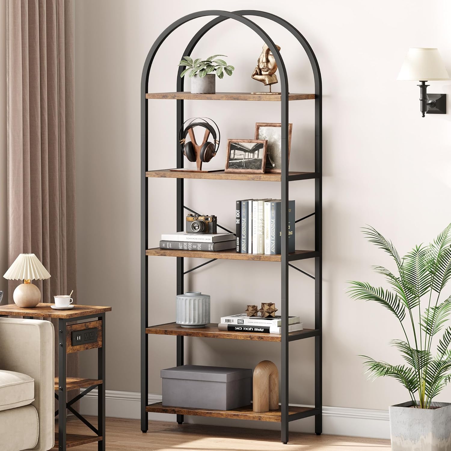 5-Tier Arched Bookshelf with M - Home Office Bookshelves avaliação e preço