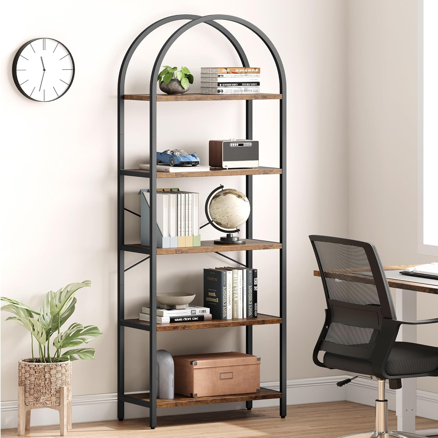 5-Tier Arched Bookshelf with M - Home Office Bookshelves avaliação e preço