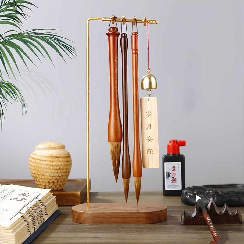 Brass Chinese Brush Pen Holder - Desktop Organizer Bamboo avaliação e preço