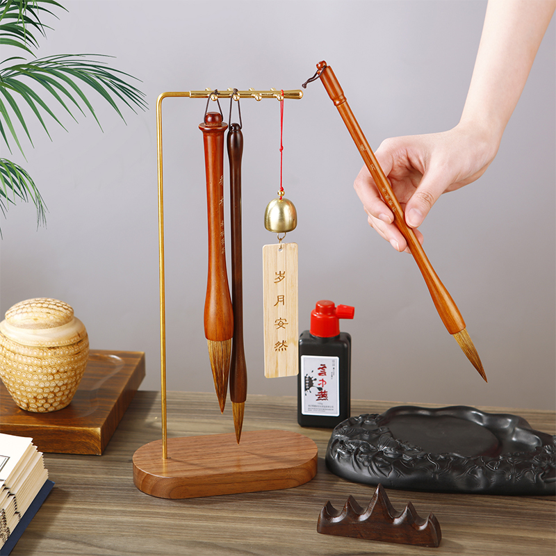 Brass Chinese Brush Pen Holder - Desktop Organizer Bamboo avaliação e preço