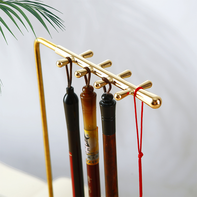 Brass Chinese Brush Pen Holder - Desktop Organizer Bamboo avaliação e preço